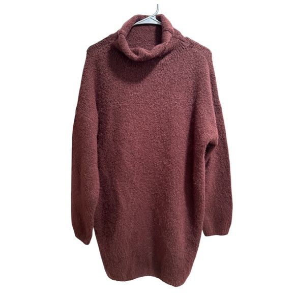 Aerie Alpaca Wool Blend Mock Neck Oversized Sweater, size Small, Burgundy - Picture 6 of 6
